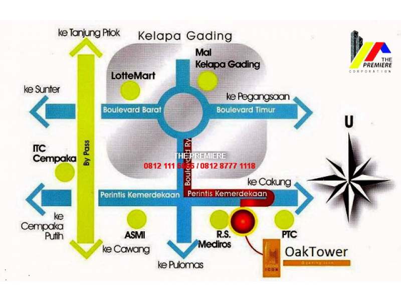 Disewakan Apartemen Oak Tower Unit 2BR Unfurnished, Jakarta Timur